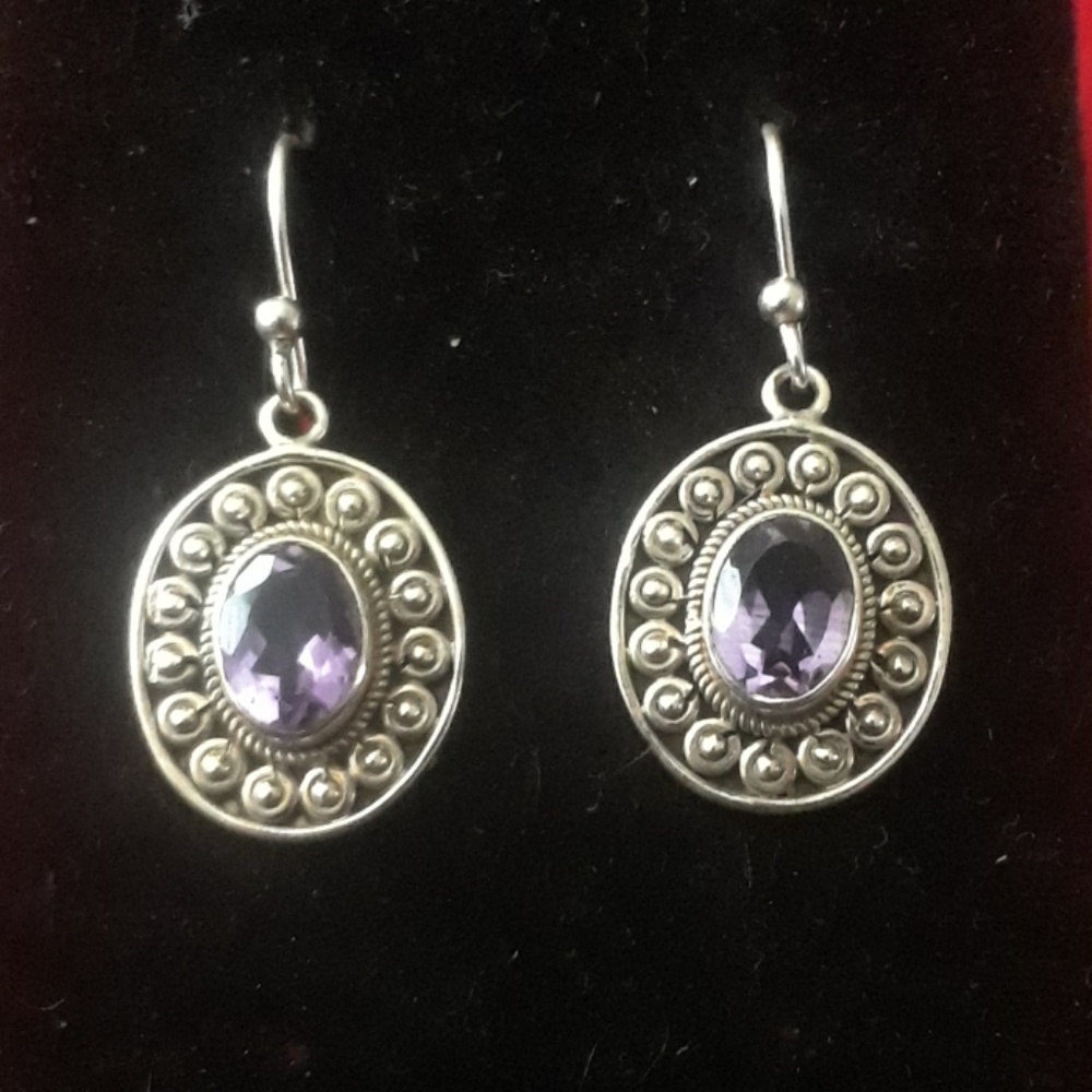 Rose de France amethyst earrings in silver